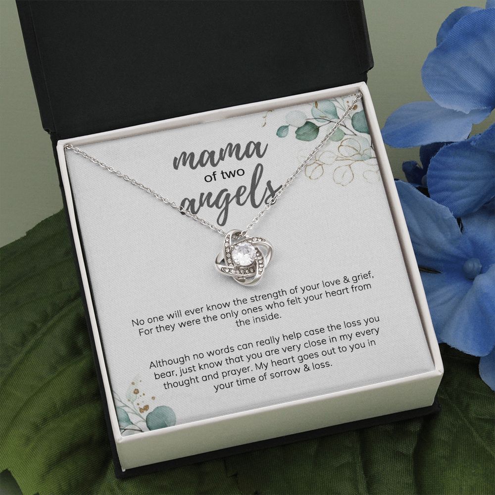 Mama Love Knot Necklace, Mama Of Two Angels Necklace From Daughter, Love And Grief Necklace Gift For Mom, Mother's Day Necklace Gift For Mom, Jewelry Gift For Mom From Daughter Gift Necklace To Mom Love Knot Necklace 6323