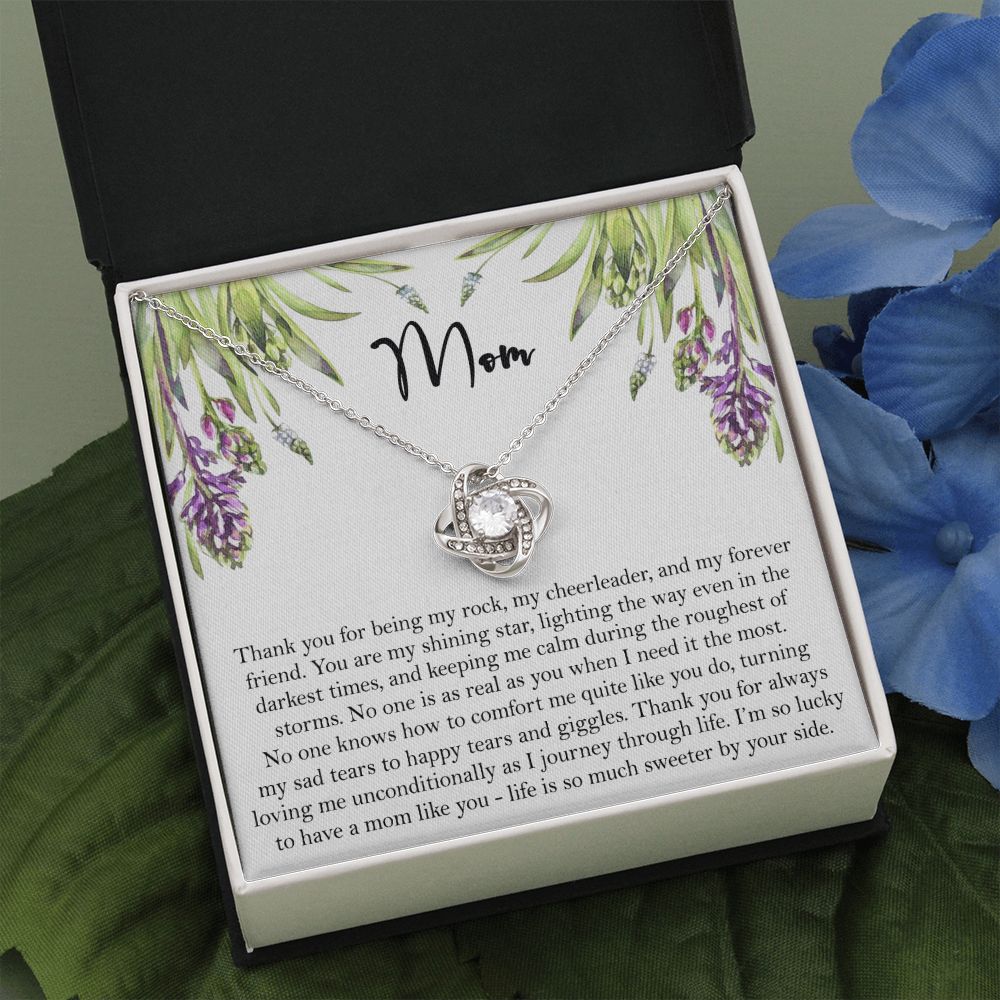Thank You Mom Gift Necklace, To My Mom Love Knot Necklace Gift From Daughter And Mother Love Knot Pendant Gift For Mom, Bonus Mom Gift Necklace Thank You Pendant Gift For Mom, Jewelry Gift For Women
