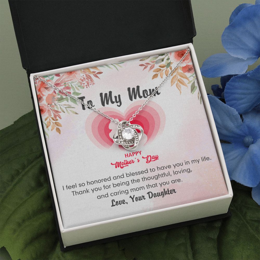 Happy Mother's Day Necklace, To My Mom Love Knot Necklace From Daughter, Badass Mom Necklace Gift For Mom Thank You Necklace Gift For Mom, Mother And Daughter Jewelry Gift For Women, Bonus Mom Love Knot Necklace 6323