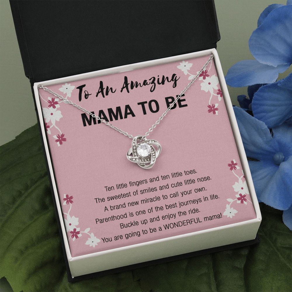 Mama To Be Necklace, To An Amazing Mama To Be Necklace From Daughter, Little Girl Necklace Gift For Mom, Wonderful Mama Pendant, Daughter And Mother Love Knot Necklace Gift For Mom Jewelry To Mama Love Knot Necklace 6323