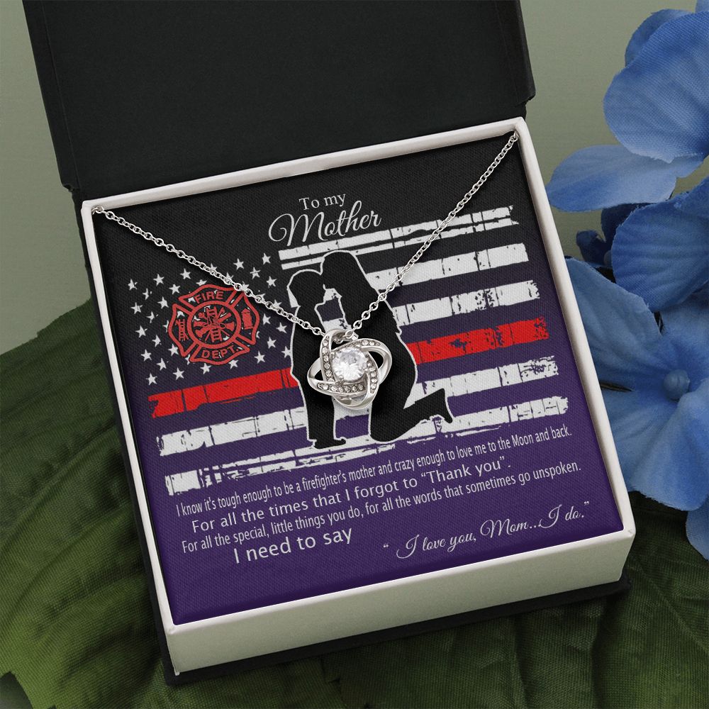 Firefighter's Mom Necklace, To My Mother Love Knot Necklace From Son To Mother Pendant I Know It's Tough To Be A Firefighter's Mother Necklace Gift For Mom Jewelry Gift For Women Mother Fire Necklace Love Knot Necklace 6323