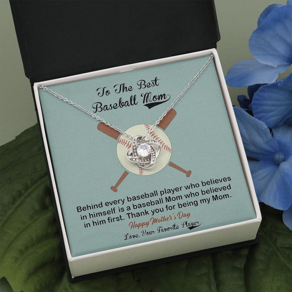 Baseball Mom Gift Necklace, To the Best Baseball Mom Necklace From Daughter, Favorite Player Necklace Gift For Mom, Baseball Mom Love Knot Necklace Jewelry Gift For Women, To The Best Mom Necklace Love Knot Necklace 6323
