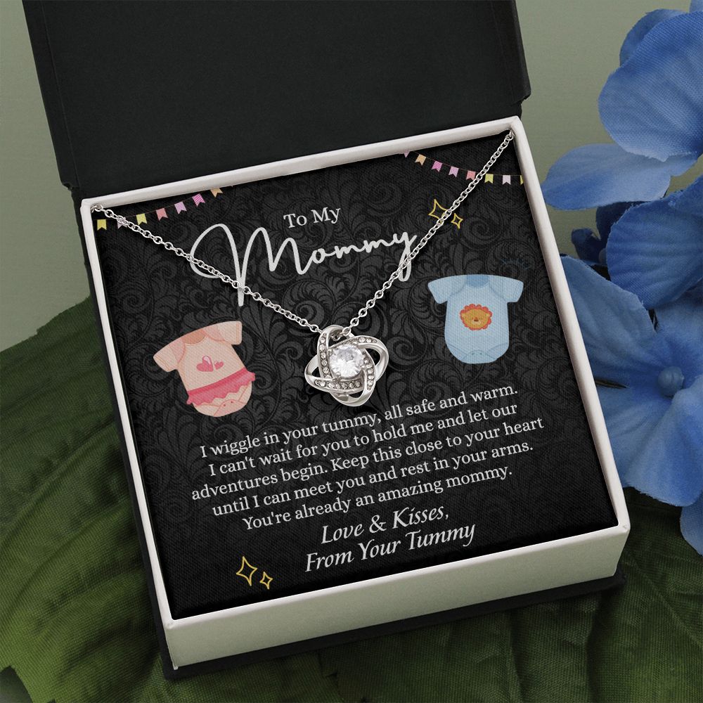 To My Mommy Love Knot Necklace, Mommy Gifts Necklace from Baby, Mommy Gift Necklace from Baby to Mom On Birthday, Gifts for Mom from Baby, New Mom Gift From Husband, New Mom Jewelry Gift For Wome Love Knot Necklace 6323
