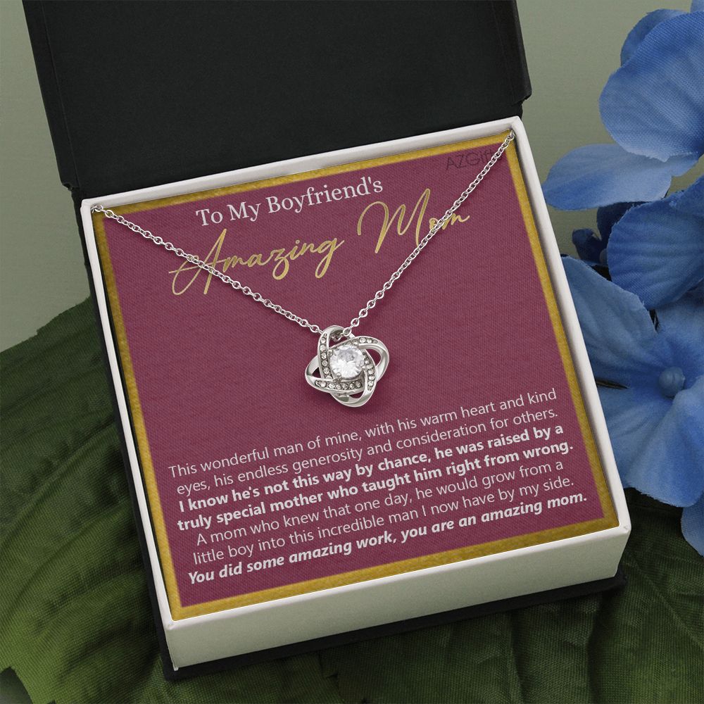To My Boyfriends Mom Love Knot Necklace, Gifts For Boyfriend Mom, Boyfriends Mom Birthday Gift Idea, Boyfriend Mother Gift, Necklace For Boyfriends Mom, Mother's Day Gift Necklace For Women