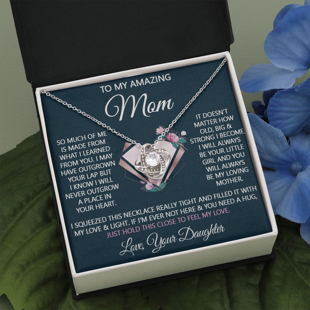 Mother And Daughter Necklace, To My Amazing Mom Love Knot Necklace Gift For Mom, Your Daughter Necklace Gift For Mom, Jewelry Gift For Women, Bonus Mom Gift Necklace Daughter To Mom Pendant Love Knot Necklace 6323