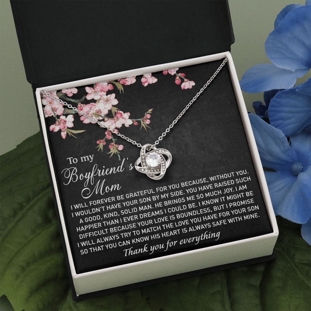 To My Boyfriends Mom Necklace, Gifts Necklace For Boyfriend Mom, Boyfriends Mom Birthday Gift, Boyfriend Mother Love Knot Necklace Gifts For Boyfriend Mom, Mother's Day Gift Jewelry For Women