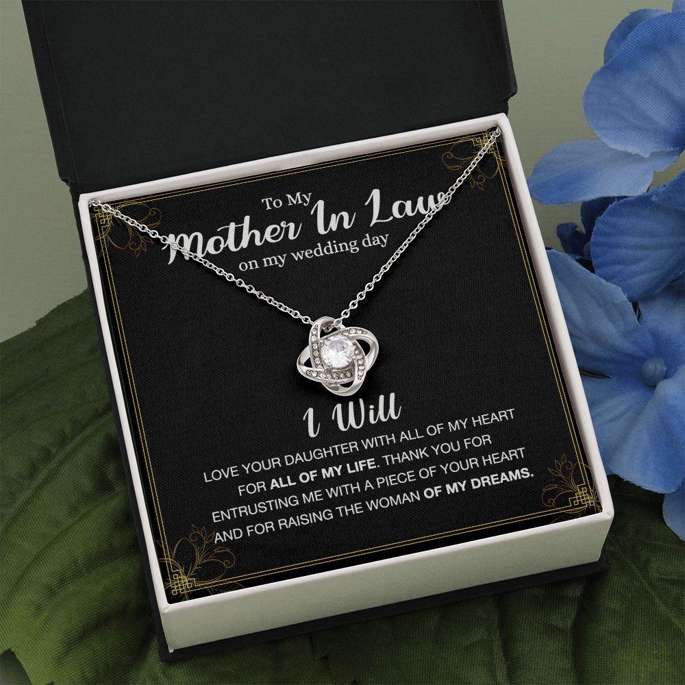 Mother In Law Gift Necklace, To My Mother In Law Love Knot Necklace Gift From Daughter, Mother In Law On My Weding Day Necklace, The Love Knot Necklace Gift On Wedding Day For Mother In Law Jewelry Love Knot Necklace 6323
