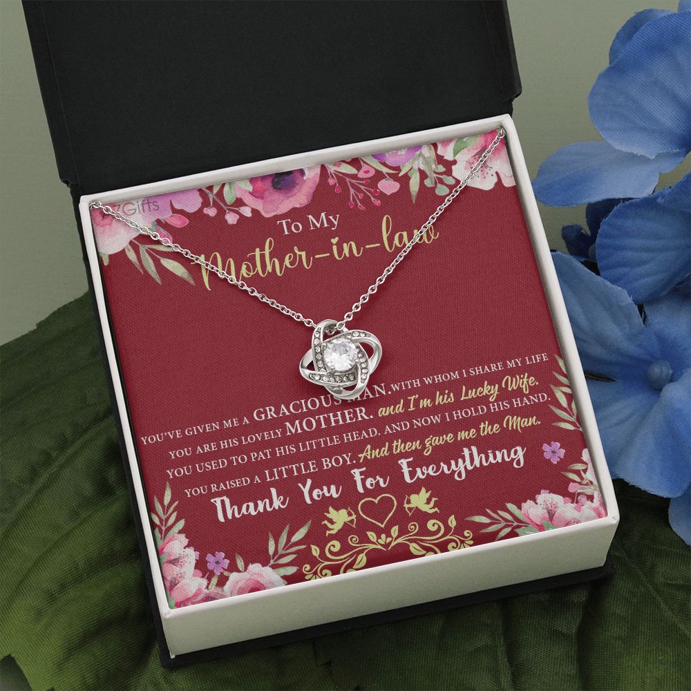 Gift For Mother In Law Necklace, To My Mother In Law Gift Necklace, Mom Love Knot Necklace, Gift To Mother In Law Necklace For Beautiful Mom Jewelry, Mother In Law Beautiful Mom Jewelry For Women Love Knot Necklace 6323