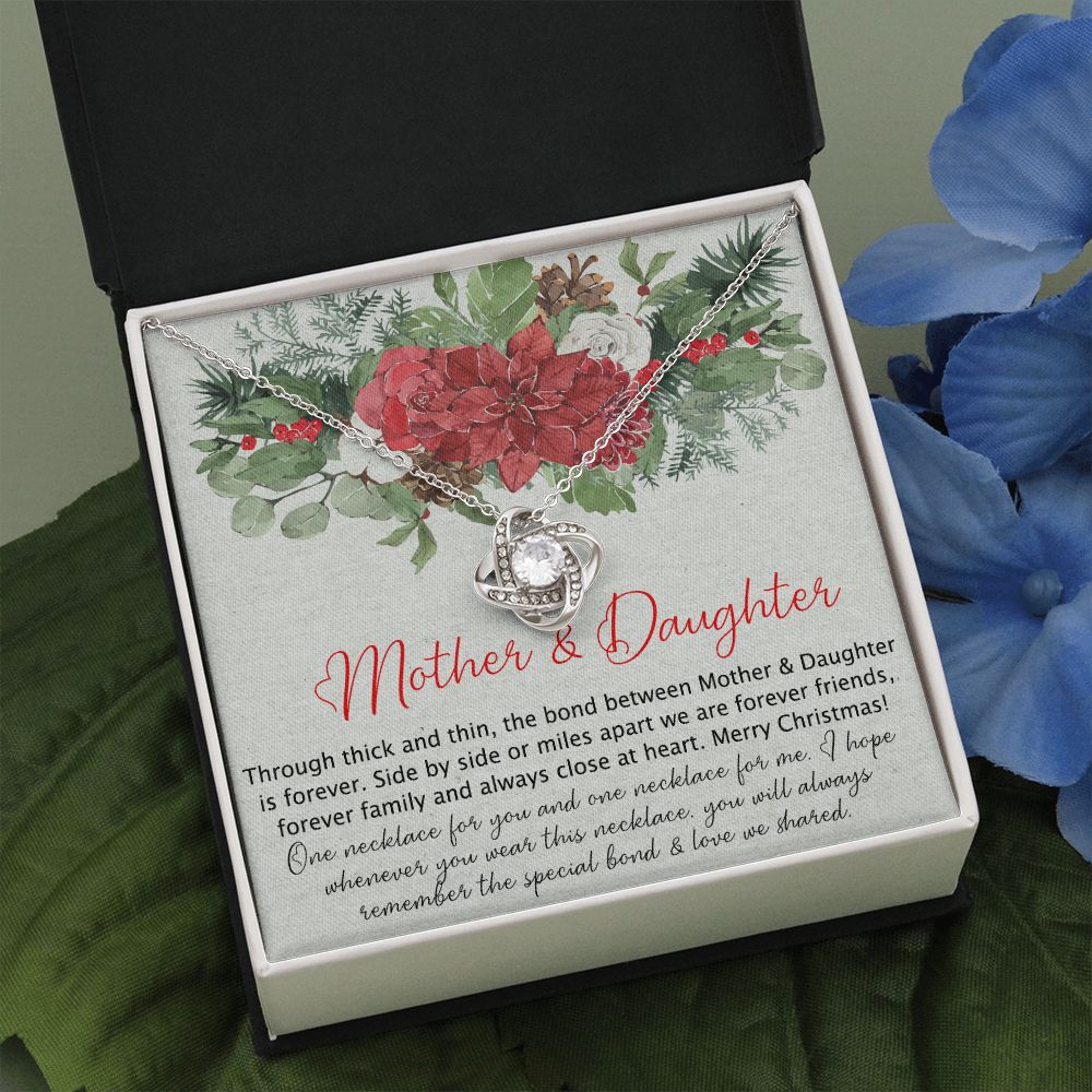 Mother And Daughter Gift Necklace, To My Mom Love Knot Necklace Gift From Daughter, Merry Christmas Necklace Gift For Mom, Mother To Daughter Gift Necklace, Jewelry Gift For Women, Mother Daughter Love Knot Necklace 6323