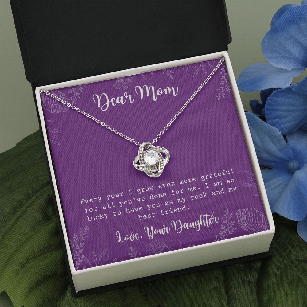Dear Mom Necklace, To My Mom Love Knot Necklace From Daughter My Best Friend Gift Necklace For Mom, Birthday Gift For Mom, Anniversary Pendant Gift For Mom, Jewelry Gift For Mom From Daughter Git Love Knot Necklace 6323