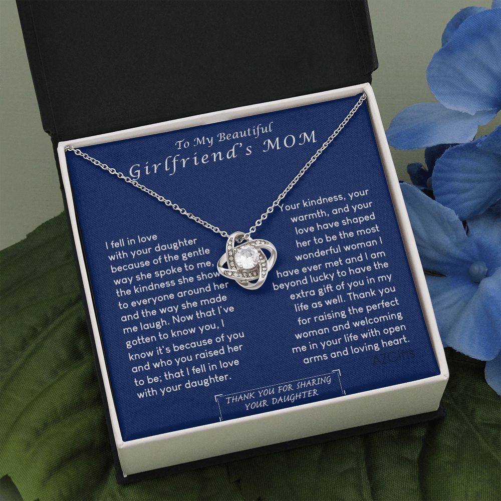 To My Girlfriend's Mom Necklace, Beautiful Girlfriend's Mom Necklace From Daughter Girlfriend's Mom Love Knot Necklace Gift Necklace For Girlfriend's Mom From Daughter Girlfriend's Mom Gift Necklace