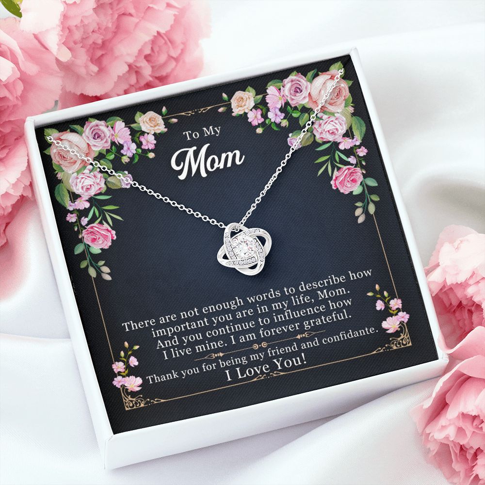 To My Mom Necklace Pendant Gift From Daughter Thank You For Being My Friend And Confidant With Message Card Gift For Mom Love Knot Necklace for Mom