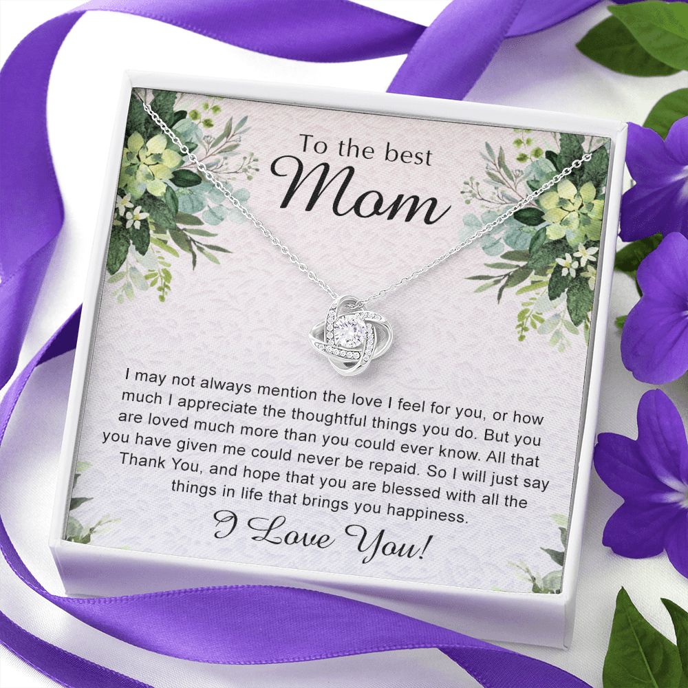 To My Best Mom Necklace, Necklace for Mother, Daughter Gift For Mom, Present For Mom, Mother Gifts from Son or Daughter, Jewelry Gift for Mothers Day, Birthday Gift for Mother, Love Knot Necklace for Mom