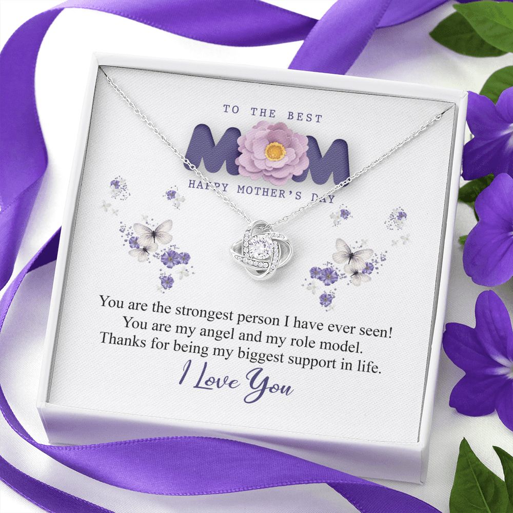 To The Best Mom Necklace, Best Mom Gifts from Son and Daughter Mothers Day Gifts, Birthday Gift For Mom Love Knot Necklace Pendant Jewelry for Mom