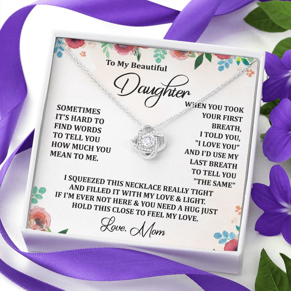 To My Daughter Necklace Love Knot Necklace Gift for Daughter from Mom Christmas Daughter Necklace Gift from Mom Birthday Gift Daughter Necklace for Teen Girl Jewelry Gift for Daughter Mother Daughter Necklace