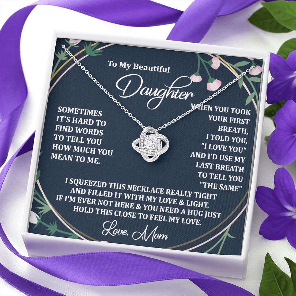 To My Daughter Necklace Love Knot Necklace Gift for Daughter from Mom Christmas Daughter Necklace Gift from Mom Birthday Gift Daughter Necklace for Teen Girl Mother Daughter Necklace Jewelry Gift for Daughter