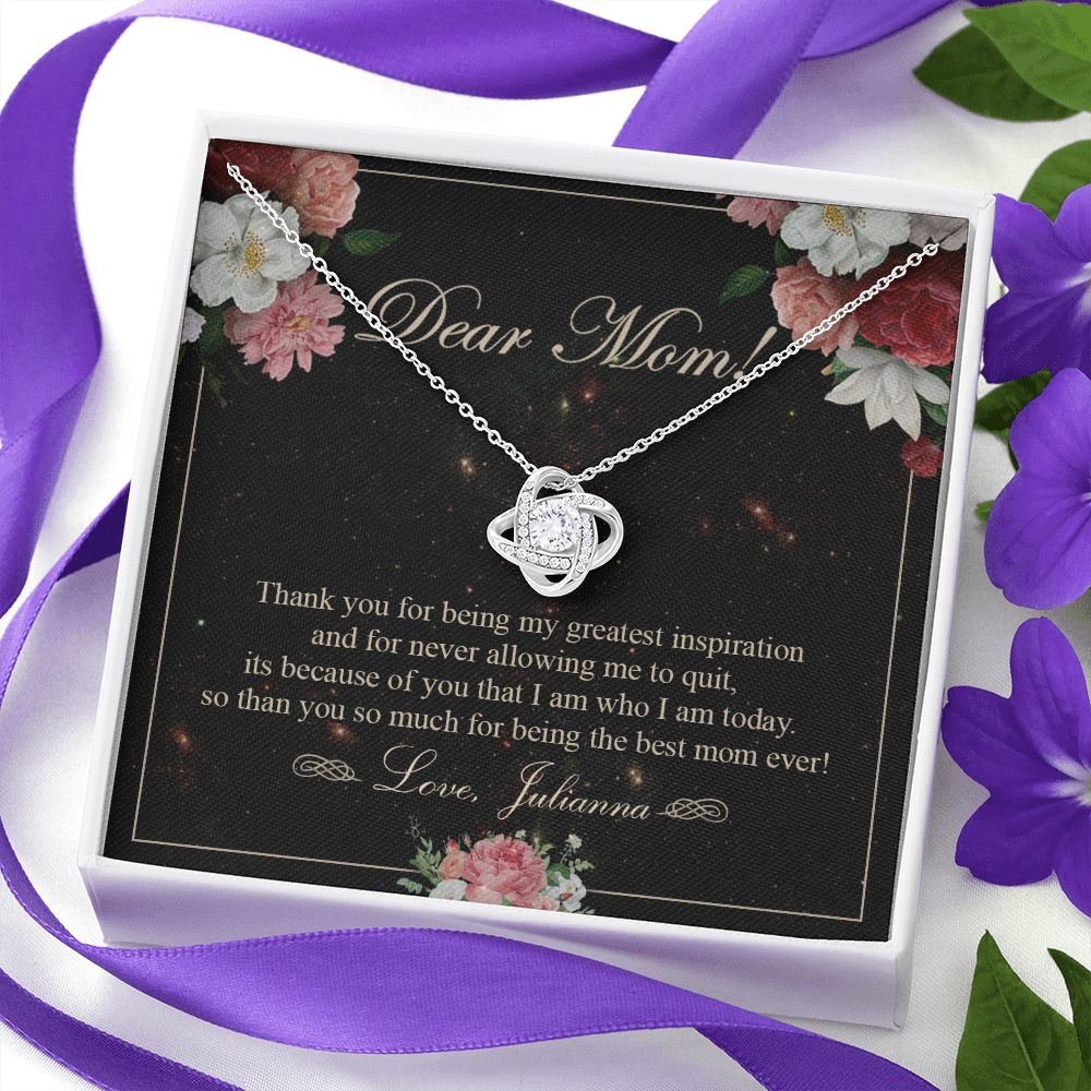 To My Mom Necklace, Gift For Mom On Mother's Day Thank You Mom Gifts From Kids Mom Julianna Love Knot Necklace for Mom fromDaughter or Son