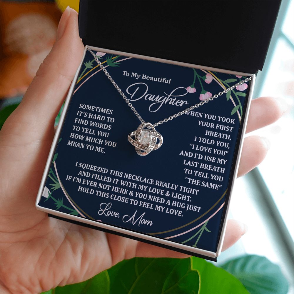 To My Daughter Necklace Love Knot Necklace Gift for Daughter from Mom Christmas Daughter Necklace Gift from Mom Birthday Gift Daughter Necklace for Teen Girl Mother Daughter Necklace Jewelry Gift for Daughter
