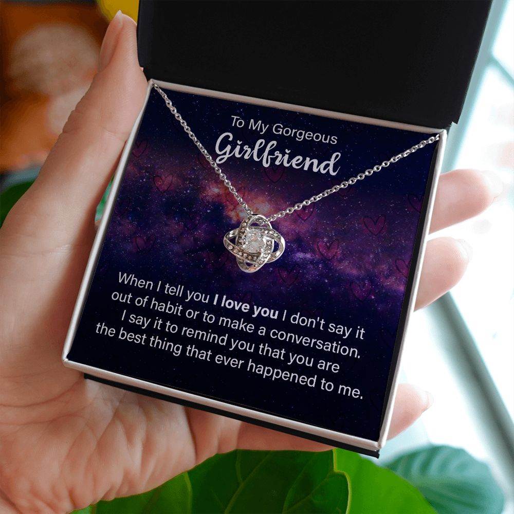 To My Girlfriend Necklace, Love Knot Necklace Valentines Day Gift For Girlfriend