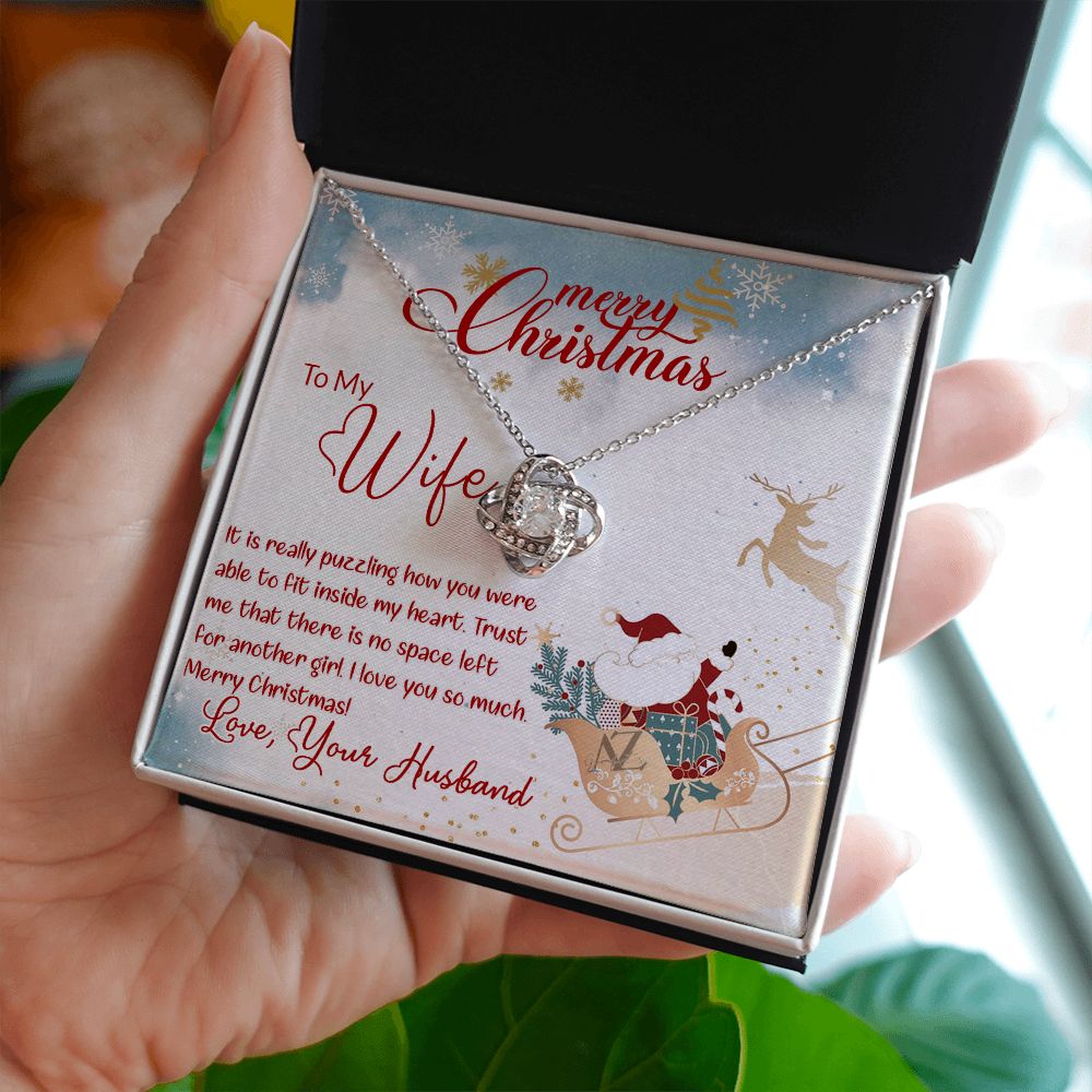 Merry Christmas for Wife, Gift for Wife on Christmas, Husband Wife Christmas Gift, Necklace for Wife, Wife Christmas Jewelry Love Knot Necklace set Gift for Wife