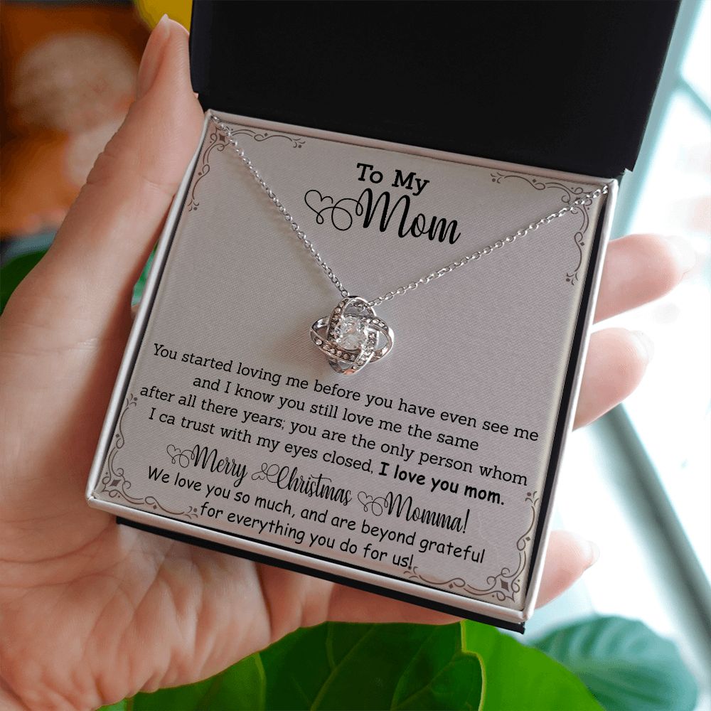 To My Mom Necklace from Daughter Love Knot Necklace Mother Daughter Necklace Gifts For Mom Birthday Christmas Mothers Day Present To My Mom Jewelry Pendant Message Card Gift Box