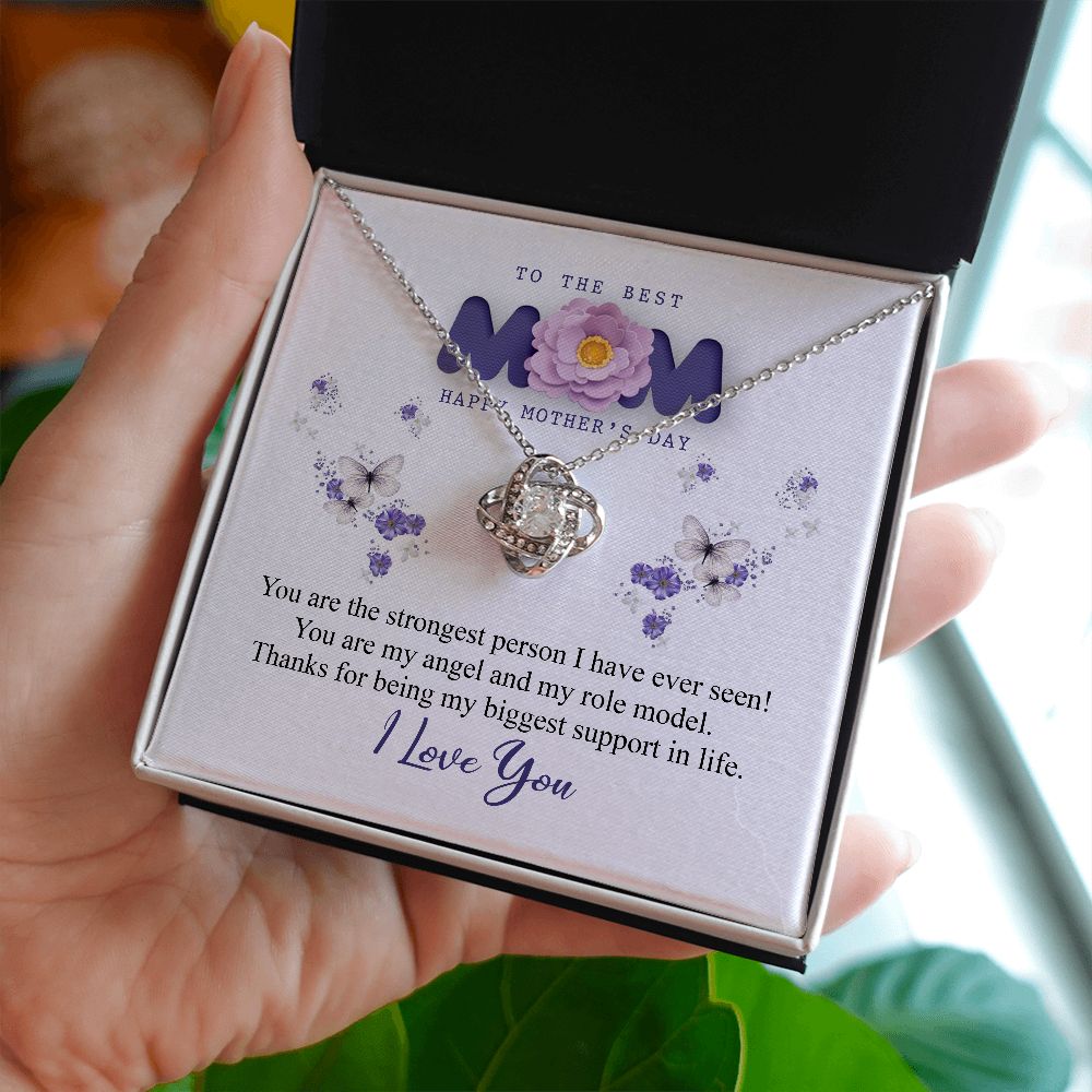 To The Best Mom Necklace, Best Mom Gifts from Son and Daughter Mothers Day Gifts, Birthday Gift For Mom Love Knot Necklace Pendant Jewelry for Mom