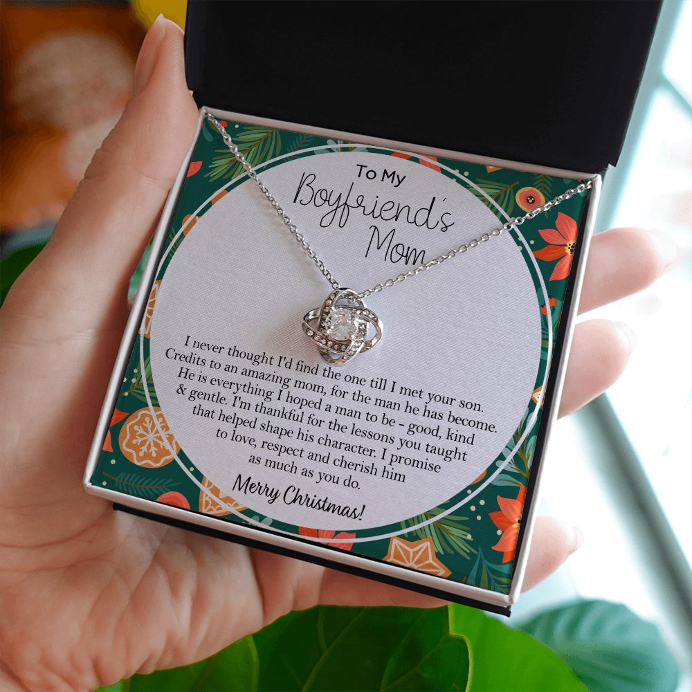 To My Boyfriend's Mom Gift Necklace for Women Christmas Gift for Daughter in law Love Knot Necklace Set Gift for Boyfriend Mom