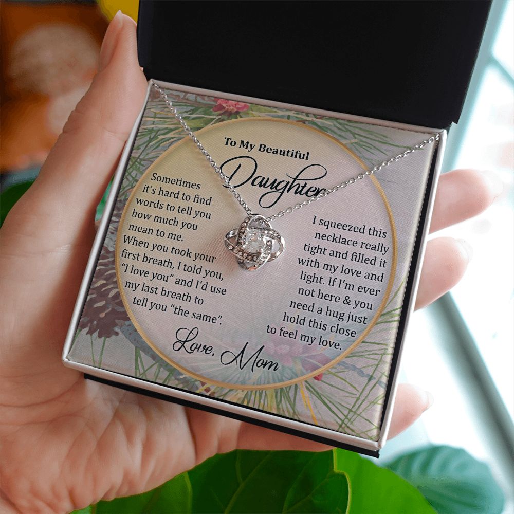 To My Daughter Necklace Love Knot Necklace Gift for Daughter from Mom Birthday Gift Daughter Necklace for Teen Girl Christmas Daughter Necklace Gift from Mom Mother Daughter Necklace Jewelry Gift for Daughter