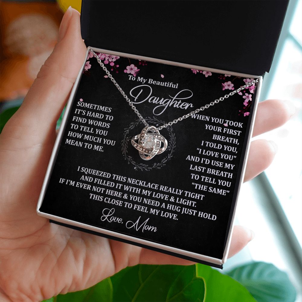 To My Daughter Necklace Love Knot Necklace Gift for Daughter from Mom Jewelry Gift for Daughter Birthday Gift Daughter Necklace for Teen Girl Mother Daughter Necklace Christmas Daughter Necklace Gift from Mom