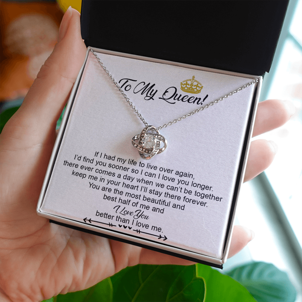 To My Crowned Queen Love Knot Necklace Gift, Birthday Gift, Mother's Day Gift