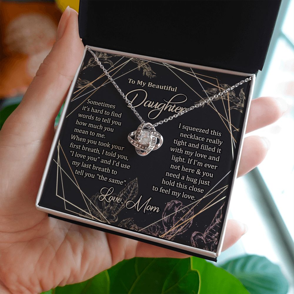 To My Daughter Necklace Love Knot Necklace Gift for Daughter from Mom Jewelry Gift for Daughter Mother Daughter Necklace Birthday Gift Daughter Necklace for Teen Girl Christmas Daughter Necklace Gift from Mom