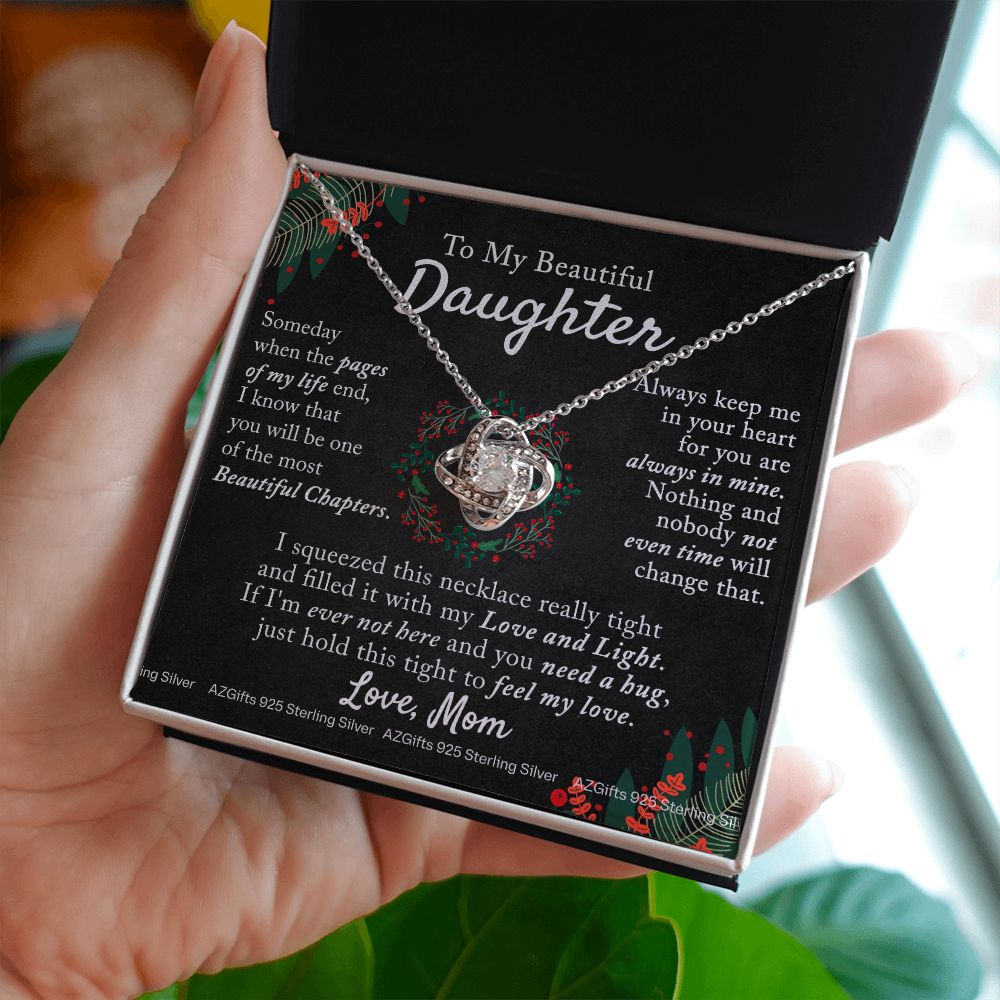 To My Daughter Necklace for Christmas Birthday Gift for Daughter from Mom Daughter Gift from Mom Mother to Daughter Necklace Pendant Birthday Jewelry Gift for Christmas Xmas Love Knot Necklace for Daughter