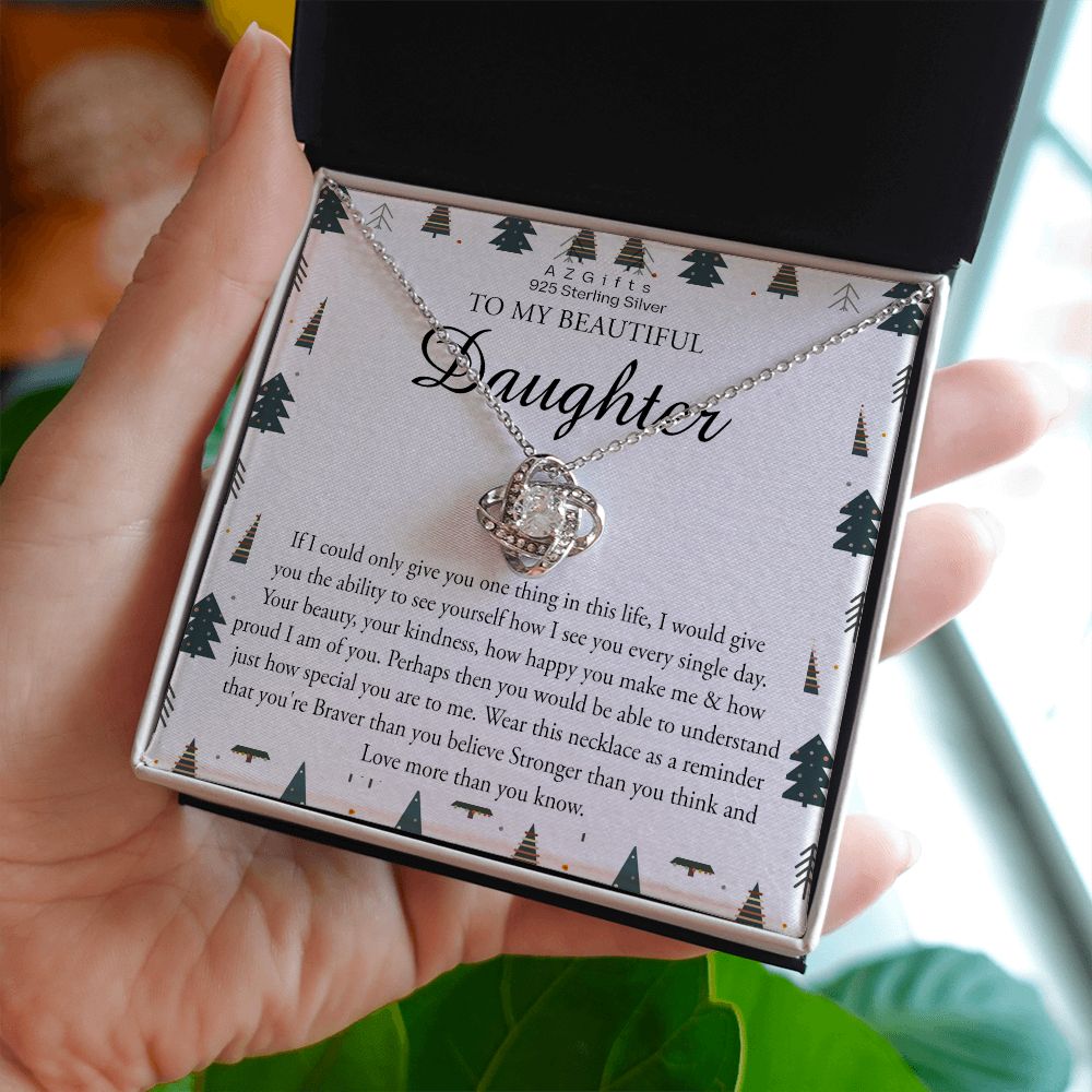 To My Beautiful Daughter Christmas Necklace Gift from Mom Daughter Birthday Gift from Mother to Daughter Gift Personalized Daughter Gift from Mom Daughter Jewelry for Girls Love Knot Necklace set gift for daughter