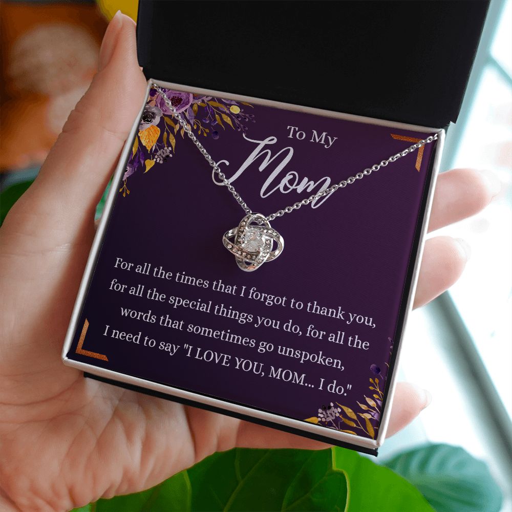 To My Mother Gift Necklace To Mom, Mother, Mommy, Momma from Child Special Mother Gift for Birthday Mothers Day Retriment Anniversary Hoiday Present for Mom Love Knot Necklace for Women from Daughter or Son