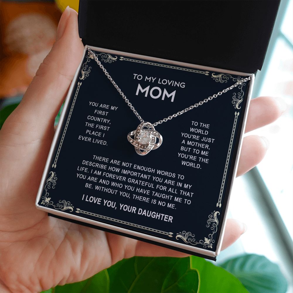 To My Loving Mom Necklace from Daughter, Love Knot Necklace for Mother, Daughter Gift For Mom, Present For Mom, Mother Gifts from Son or Daughter, Jewelry Gift for Mothers Day, Birthday Gift for Mother, Moms