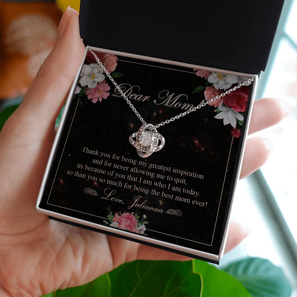 To My Mom Necklace, Gift For Mom On Mother's Day Thank You Mom Gifts From Kids Mom Julianna Love Knot Necklace for Mom fromDaughter or Son