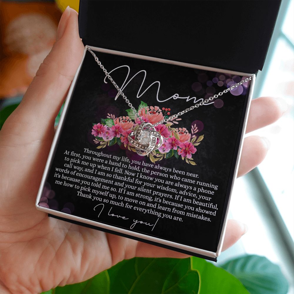To My Mom Necklace, Mom Gifts, Mom Jewelry Box, Necklace for Mom, Gifts for Mom, Mother's Day Necklace Jewelry Gift For Mom, Birthday Gift For Mom, Thank you Mom Gift Love Knot Necklace for Mom