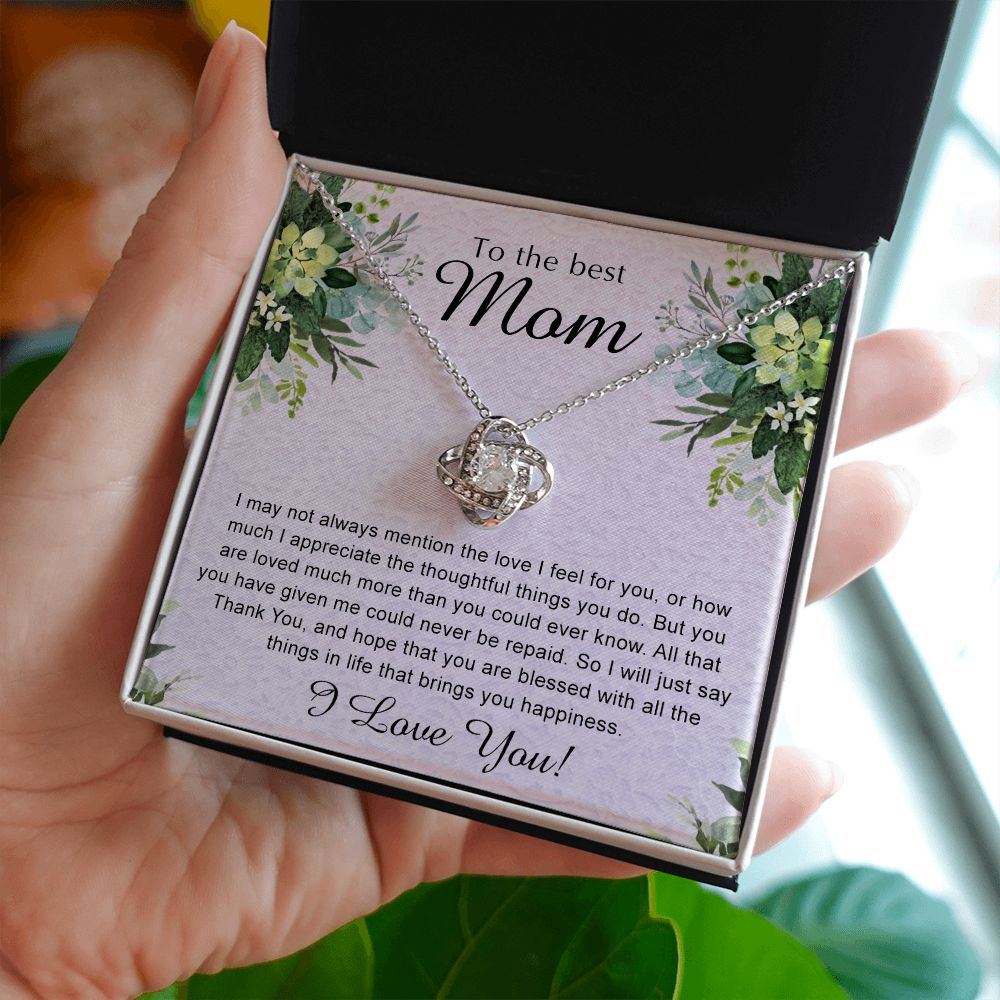 To My Best Mom Necklace, Necklace for Mother, Daughter Gift For Mom, Present For Mom, Mother Gifts from Son or Daughter, Jewelry Gift for Mothers Day, Birthday Gift for Mother, Love Knot Necklace for Mom