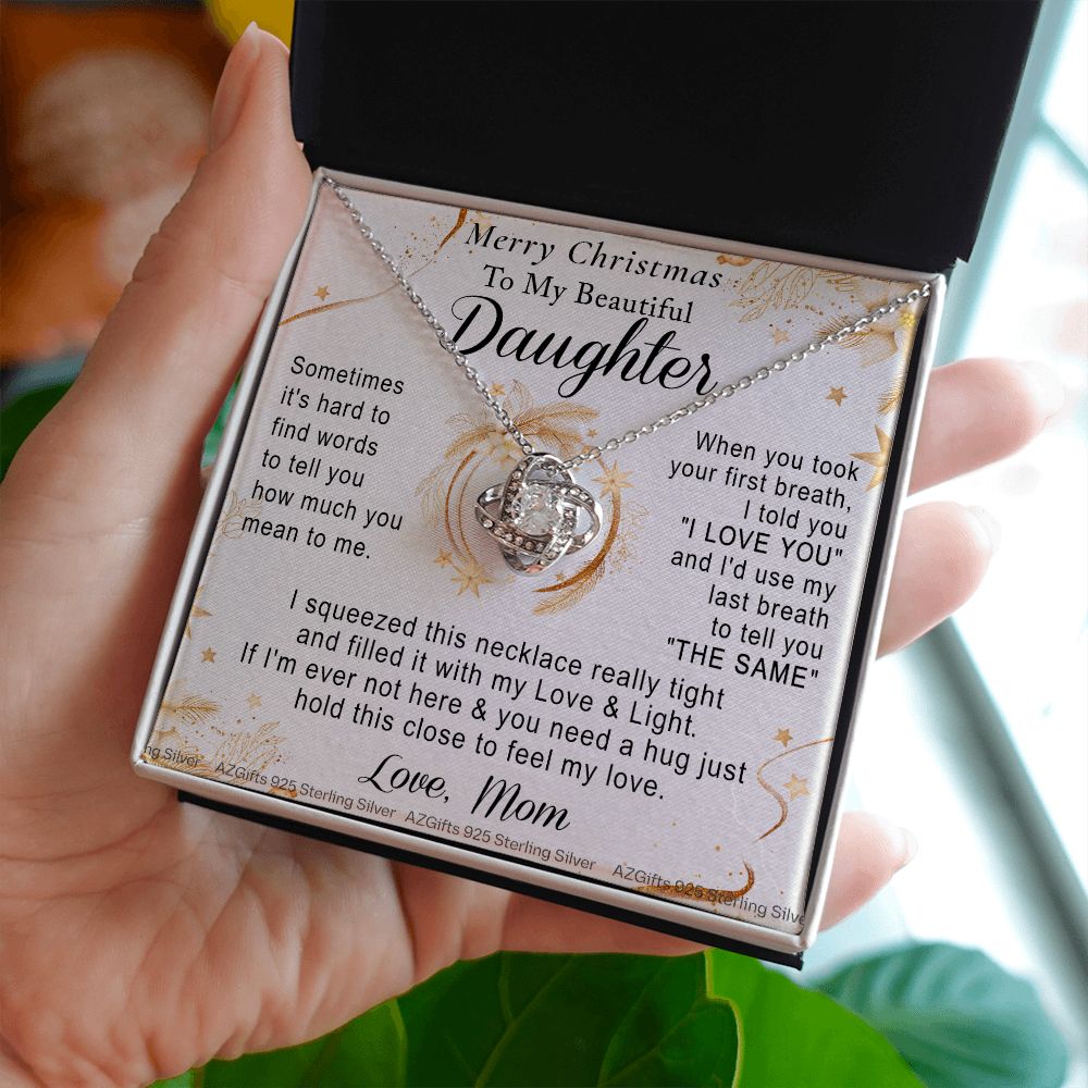 To My Daughter Necklace from Mom Merry Christmas for Daughter from Mother Daughter Christmas Necklace from Mom Daughter Necklace for Xmas Holiday Gifts