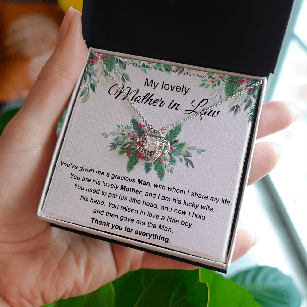 Mother in Law necklace wedding gift from Bride, mother in law thank you gift from bride, Necklace for Women Love Knot Necklace Set Gift for Mother in law