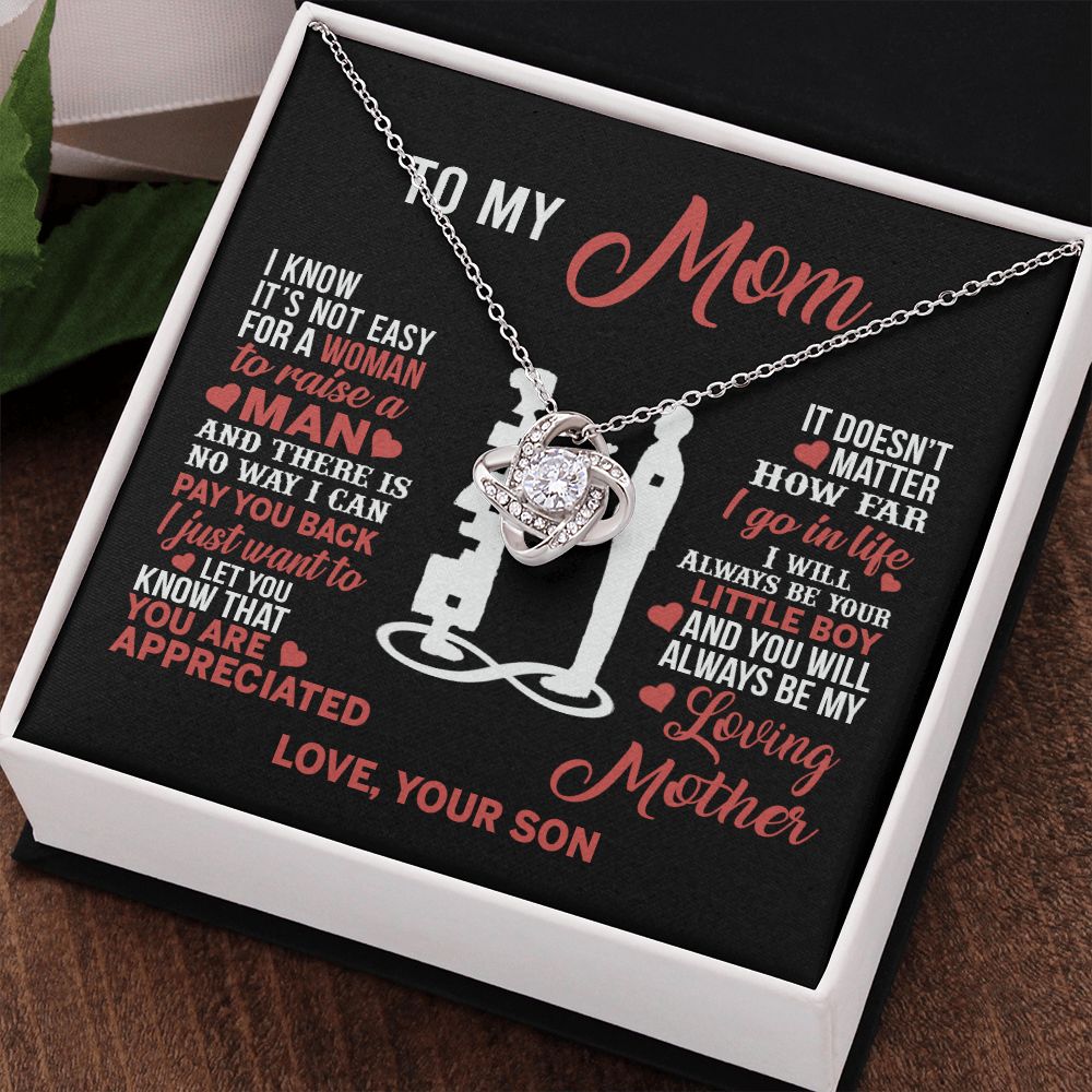 Mom Necklace Mothers Day Gift From Son To My Mom Necklace from Son Love Knot Necklace Gift Mom