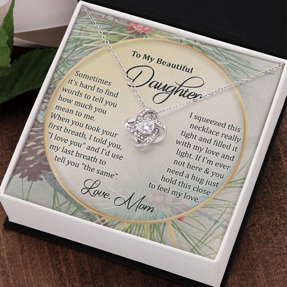 To My Daughter Necklace Love Knot Necklace Gift for Daughter from Mom Birthday Gift Daughter Necklace for Teen Girl Christmas Daughter Necklace Gift from Mom Mother Daughter Necklace Jewelry Gift for Daughter