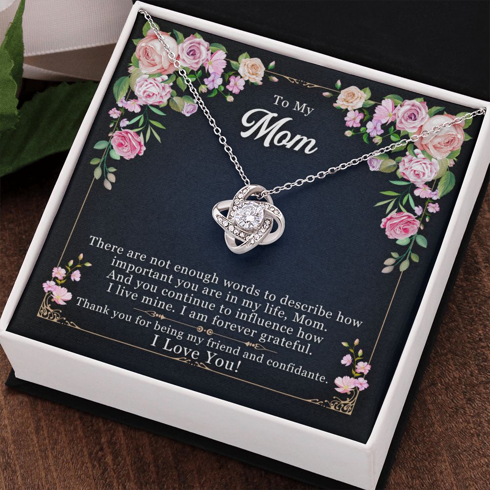To My Mom Necklace Pendant Gift From Daughter Thank You For Being My Friend And Confidant With Message Card Gift For Mom Love Knot Necklace for Mom