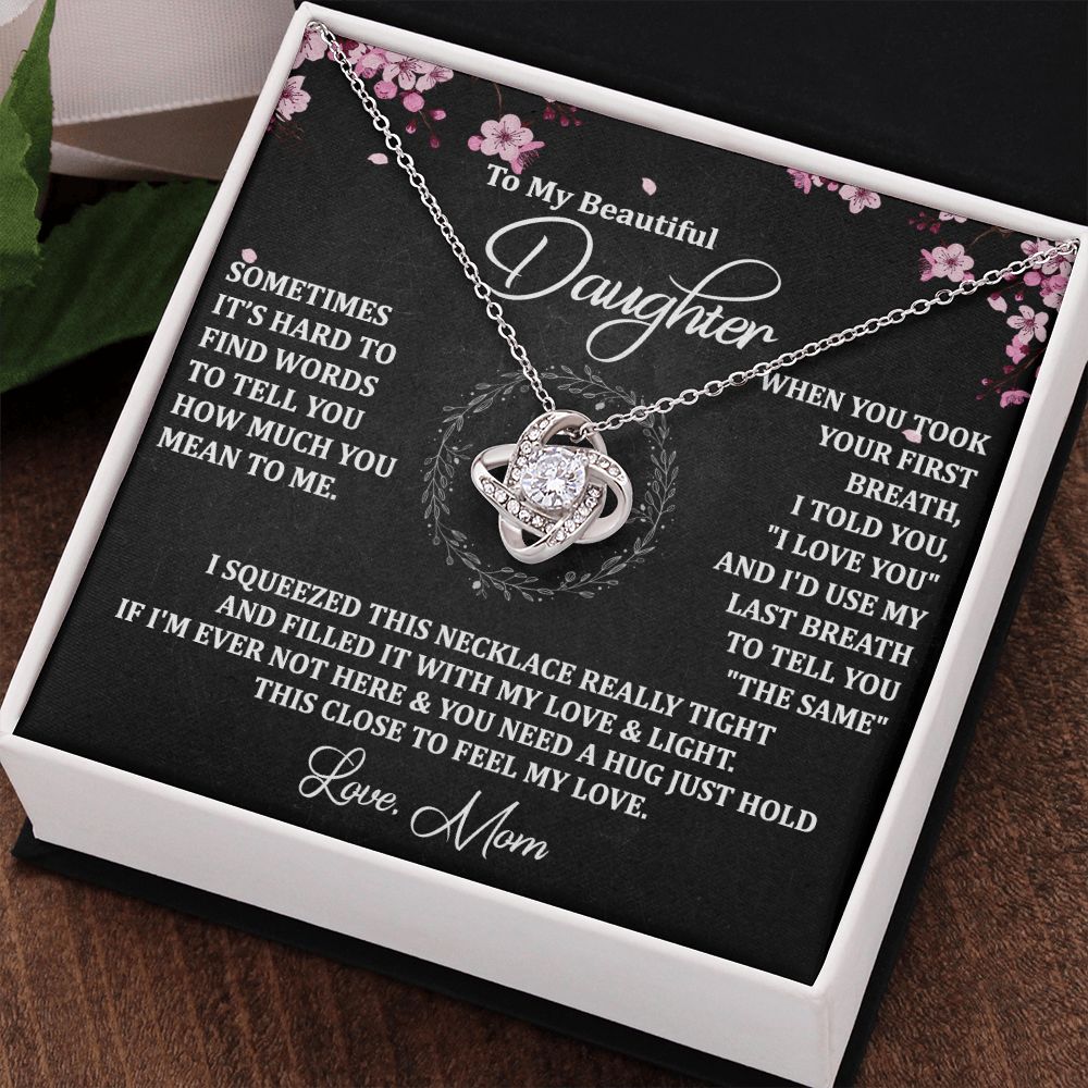 To My Daughter Necklace Love Knot Necklace Gift for Daughter from Mom Jewelry Gift for Daughter Birthday Gift Daughter Necklace for Teen Girl Mother Daughter Necklace Christmas Daughter Necklace Gift from Mom