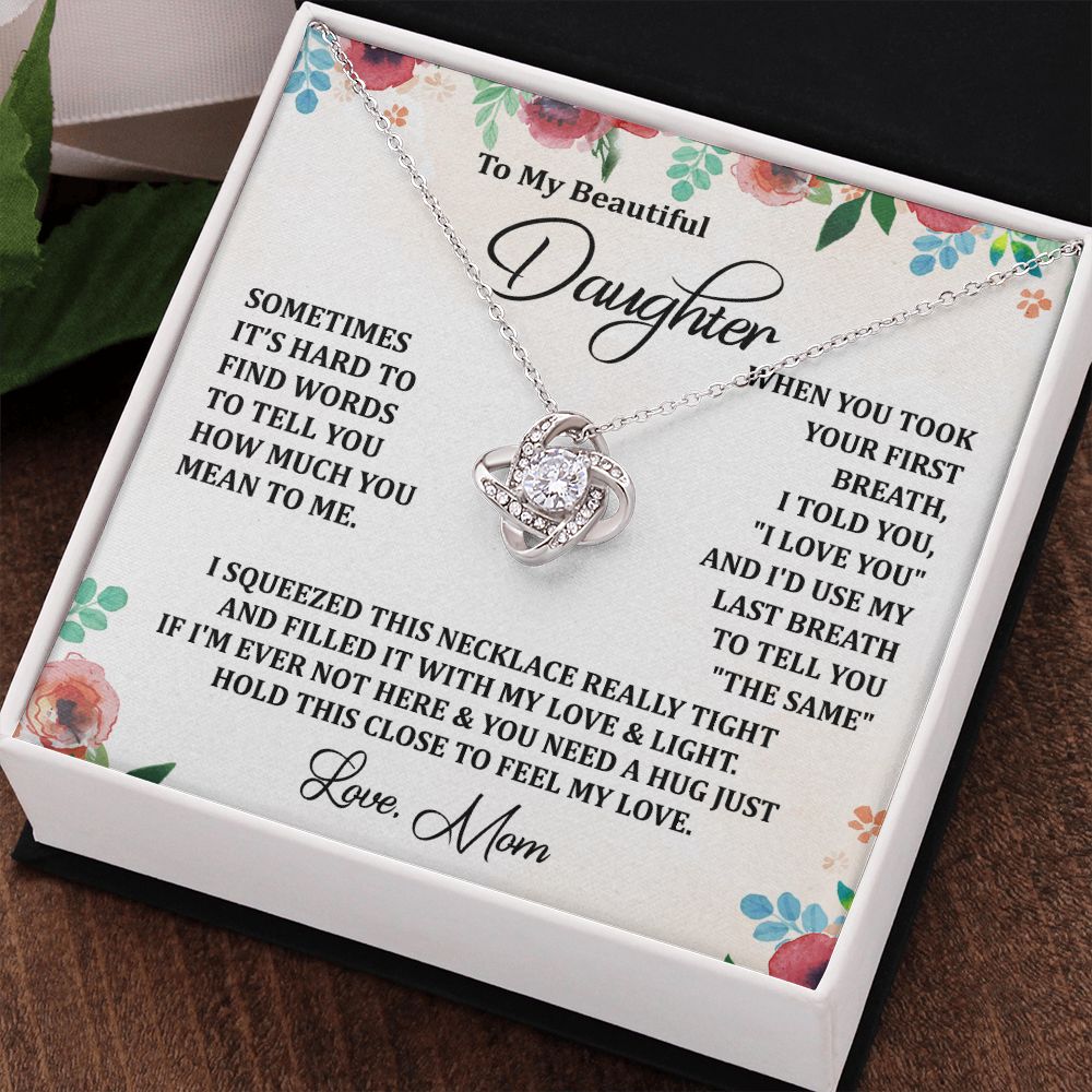 To My Daughter Necklace Love Knot Necklace Gift for Daughter from Mom Christmas Daughter Necklace Gift from Mom Birthday Gift Daughter Necklace for Teen Girl Jewelry Gift for Daughter Mother Daughter Necklace