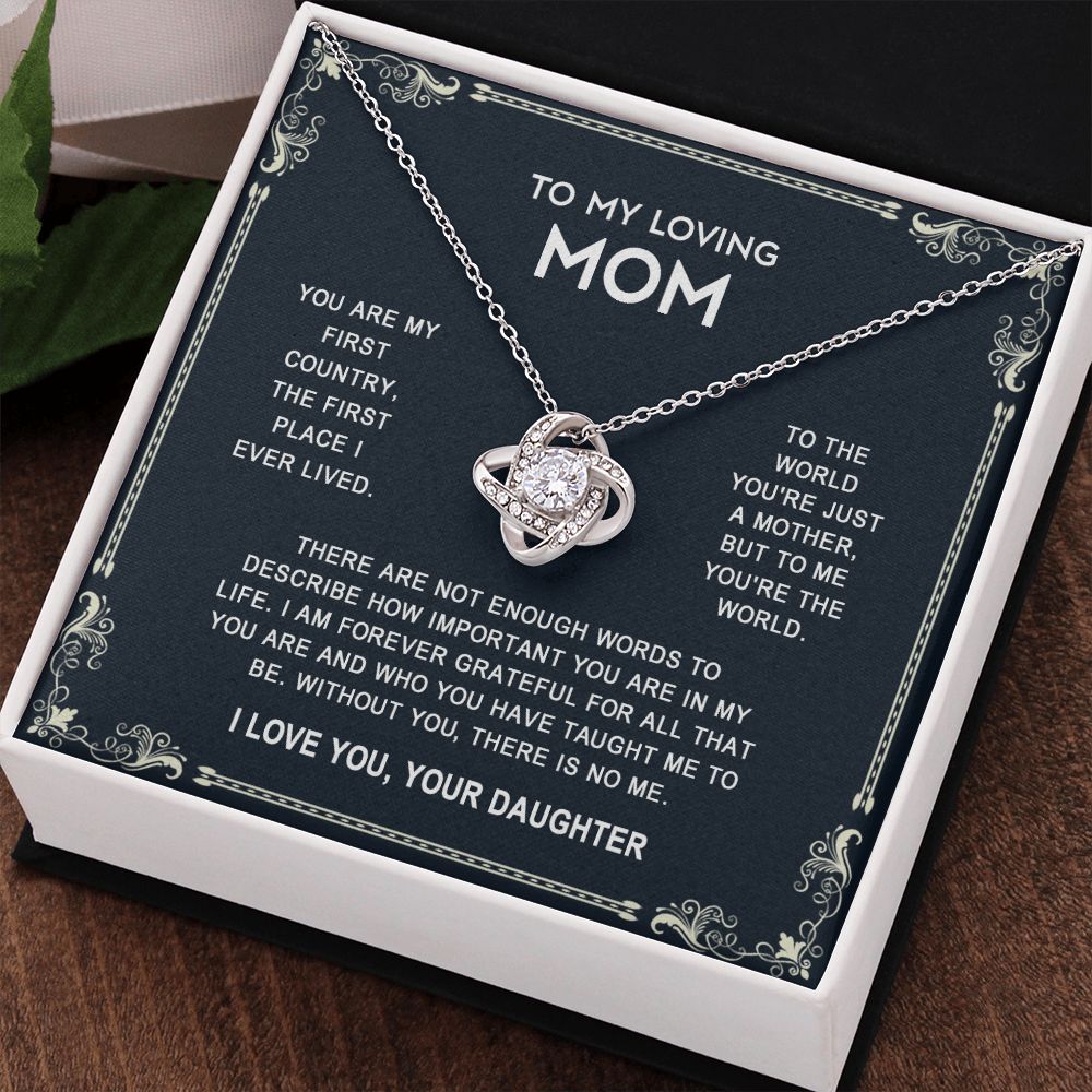 To My Loving Mom Necklace from Daughter, Love Knot Necklace for Mother, Daughter Gift For Mom, Present For Mom, Mother Gifts from Son or Daughter, Jewelry Gift for Mothers Day, Birthday Gift for Mother, Moms