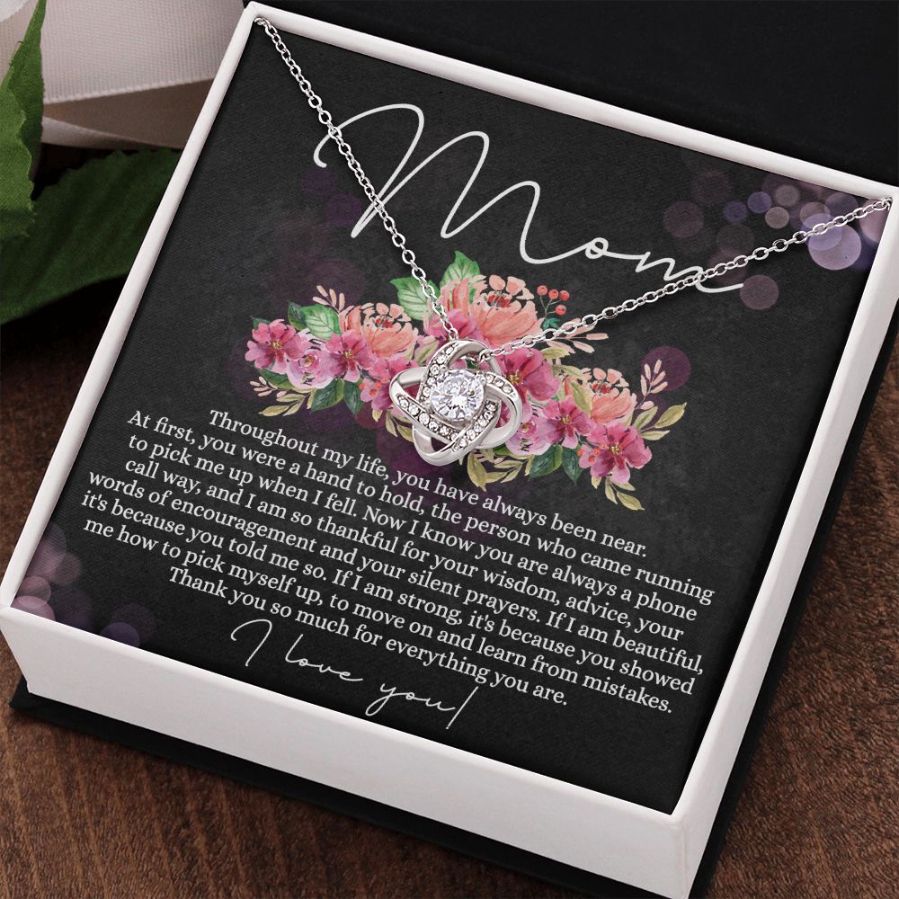 To My Mom Necklace, Mom Gifts, Mom Jewelry Box, Necklace for Mom, Gifts for Mom, Mother's Day Necklace Jewelry Gift For Mom, Birthday Gift For Mom, Thank you Mom Gift Love Knot Necklace for Mom