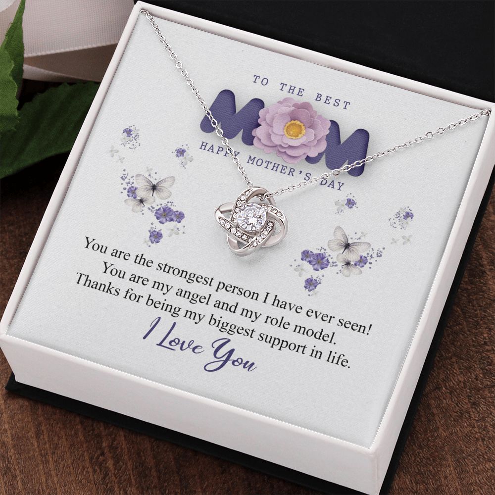 To The Best Mom Necklace, Best Mom Gifts from Son and Daughter Mothers Day Gifts, Birthday Gift For Mom Love Knot Necklace Pendant Jewelry for Mom