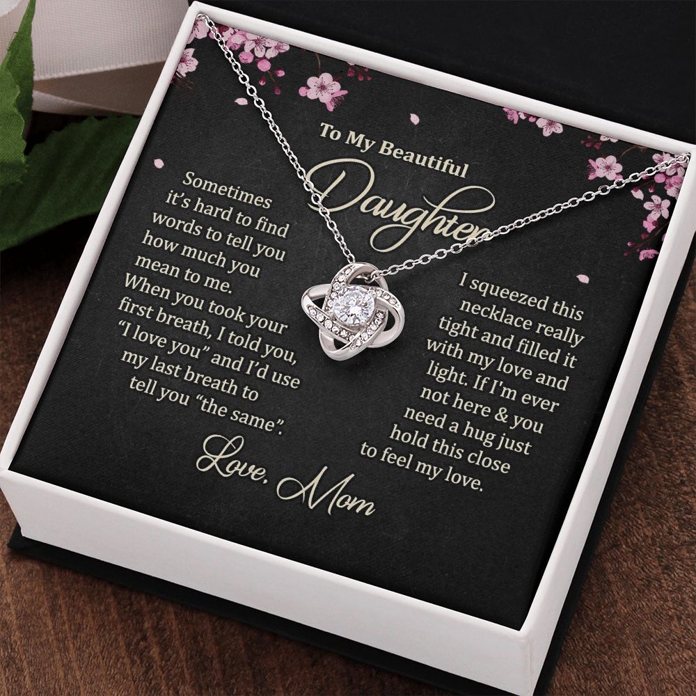 To My Daughter Necklace Love Knot Necklace Gift for Daughter from Mom Mother Daughter Necklace Christmas Daughter Necklace Gift from Mom Jewelry Gift for Daughter Birthday Gift Daughter Necklace for Teen Girl