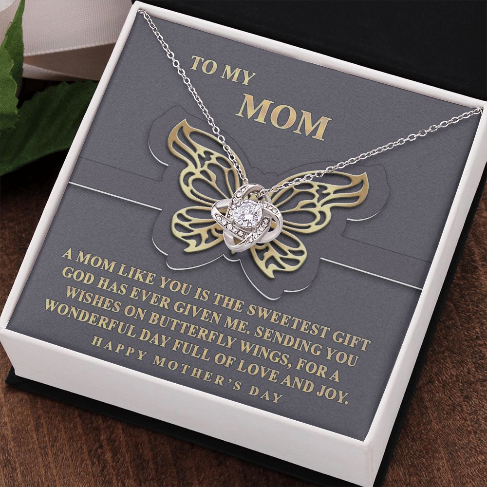 To My Mom Necklace, Love Knot Necklace for Mother, Daughter Gift For Mom, Present For Mom, Mother Gifts from Son or Daughter, Jewelry Gift for Mothers Day, Birthday Gift for Mother, Moms